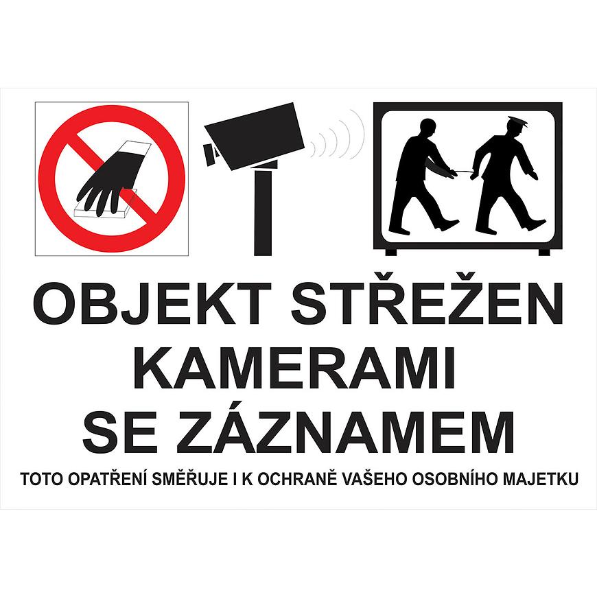 Objekt střežen kamerami se záznamem 210x148mm