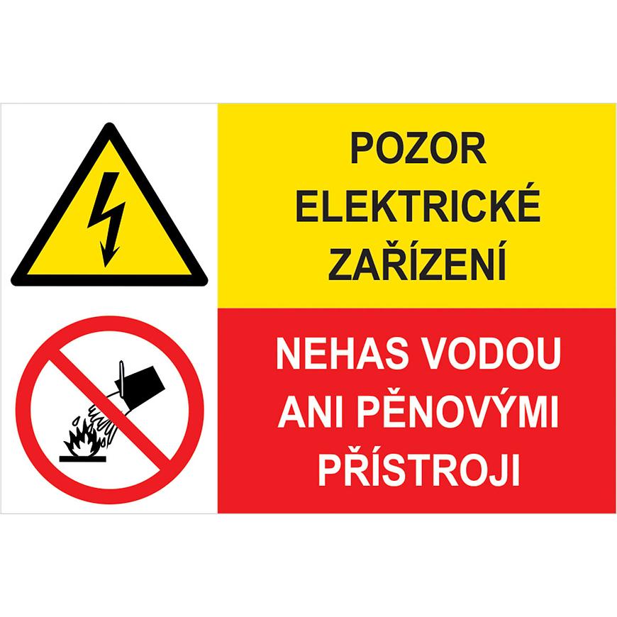 Pozor elektrické zařízení. Nehas vodou ani pěn 75 x 50 mm BAUMAX