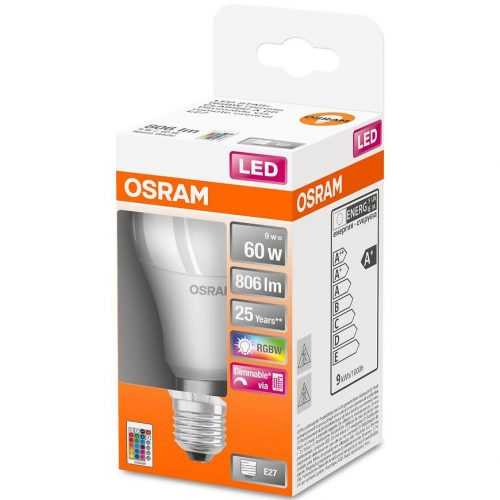 LED žárovka OSRAM A60 RGBW 9W E27 2700K + dálkový ovladač Baumax