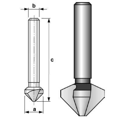 Záhlubník kuželový 90° 3břity stopka - 4.3/4mm