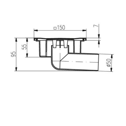 Vpusť podlahová boční D 50 / 95 mm