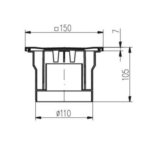 Vpusť podlahová spodní D 110 mm