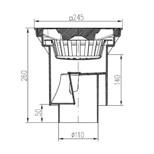 Vpusť kanalizační spodní D 160 mm