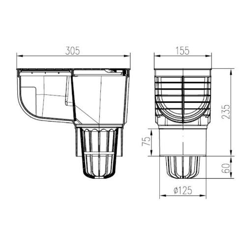 Lapač střešních splavenin přímý STANDARD D 125 mm