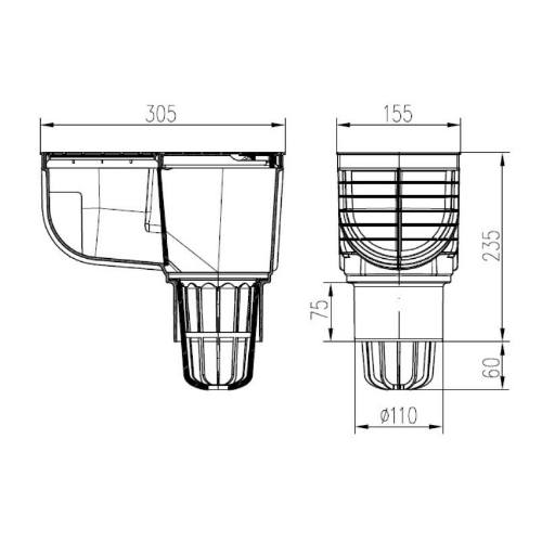 Lapač střešních splavenin přímý DN Ø 110 mm