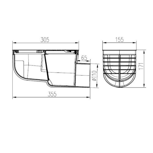 Lapač střešních splavenin boční DN Ø 110 mm