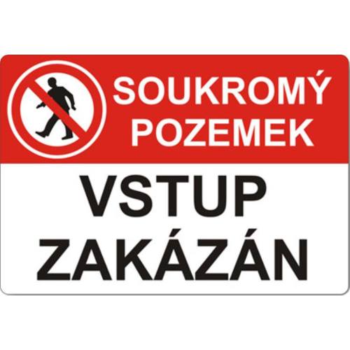 Tabulka bezpečnostní - samolepka A4 "Soukromý pozemek