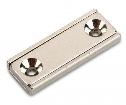 Magnet neodym kvádr 2 otvory - 60x13.5x5mm