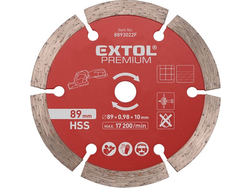 Kotouč diamantový řezný segmentový 89x1x10mm Extol Premium 8893022F