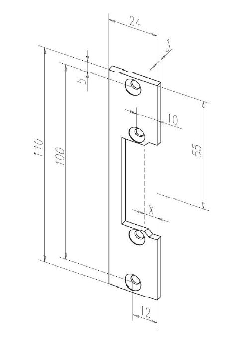 Lišta k otvírači rovná Zn FAB - 110x24x3mm