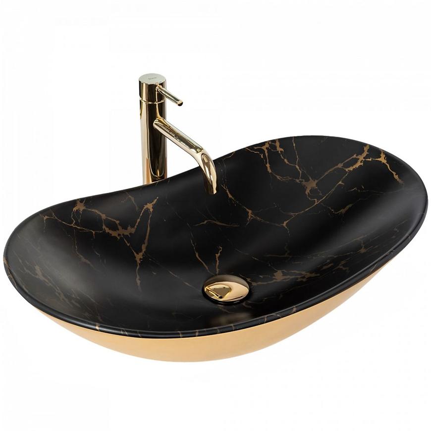 Umyvadlo na desku Royal In Black Marble/Gold REA