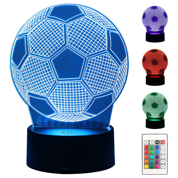 Noční lampa RGB fotbalový míč + dálkový ovladač 12296 JIPOS