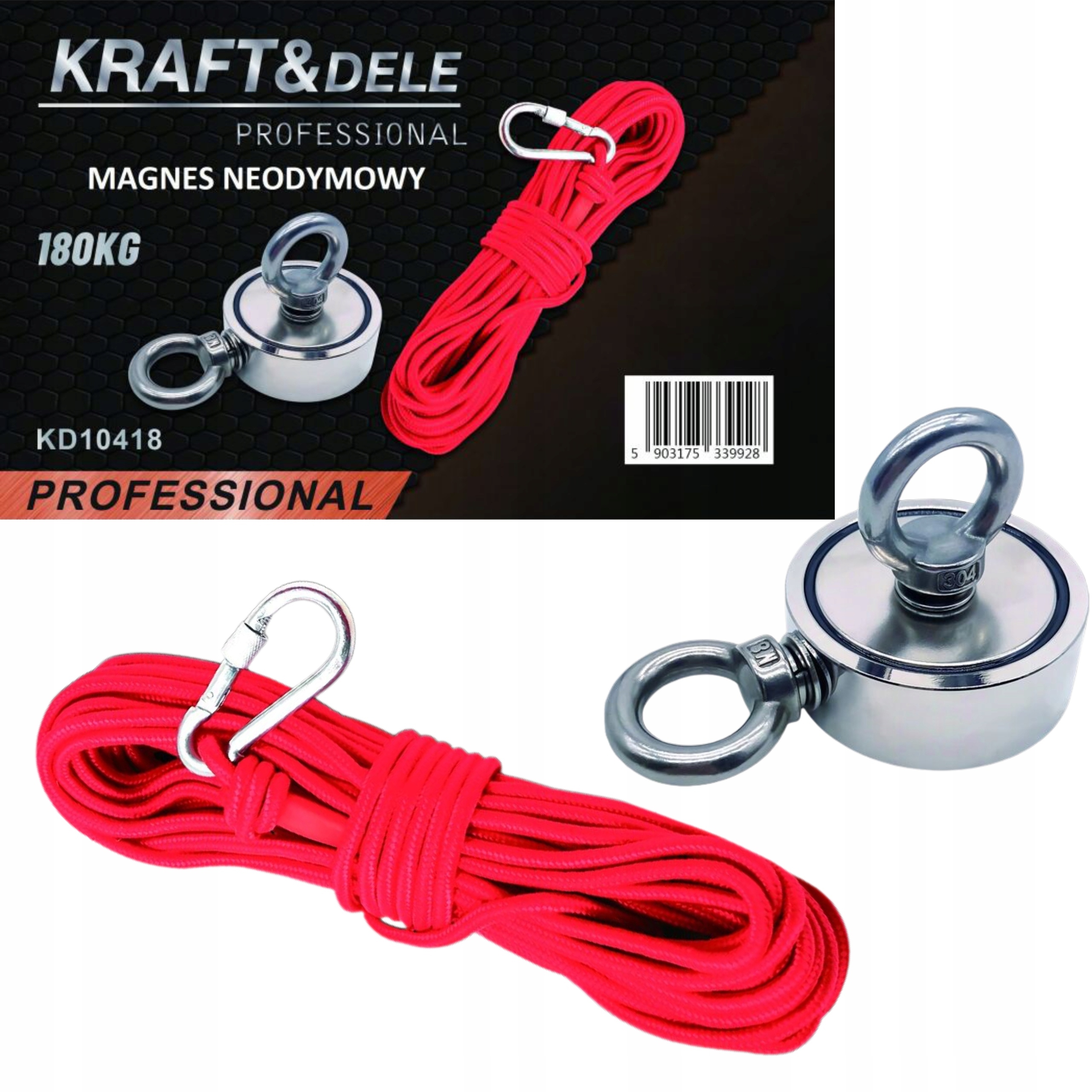 Magnet fishing 180kg oboustranný pro lovce pokladů KD10418 KRAFT&DELE